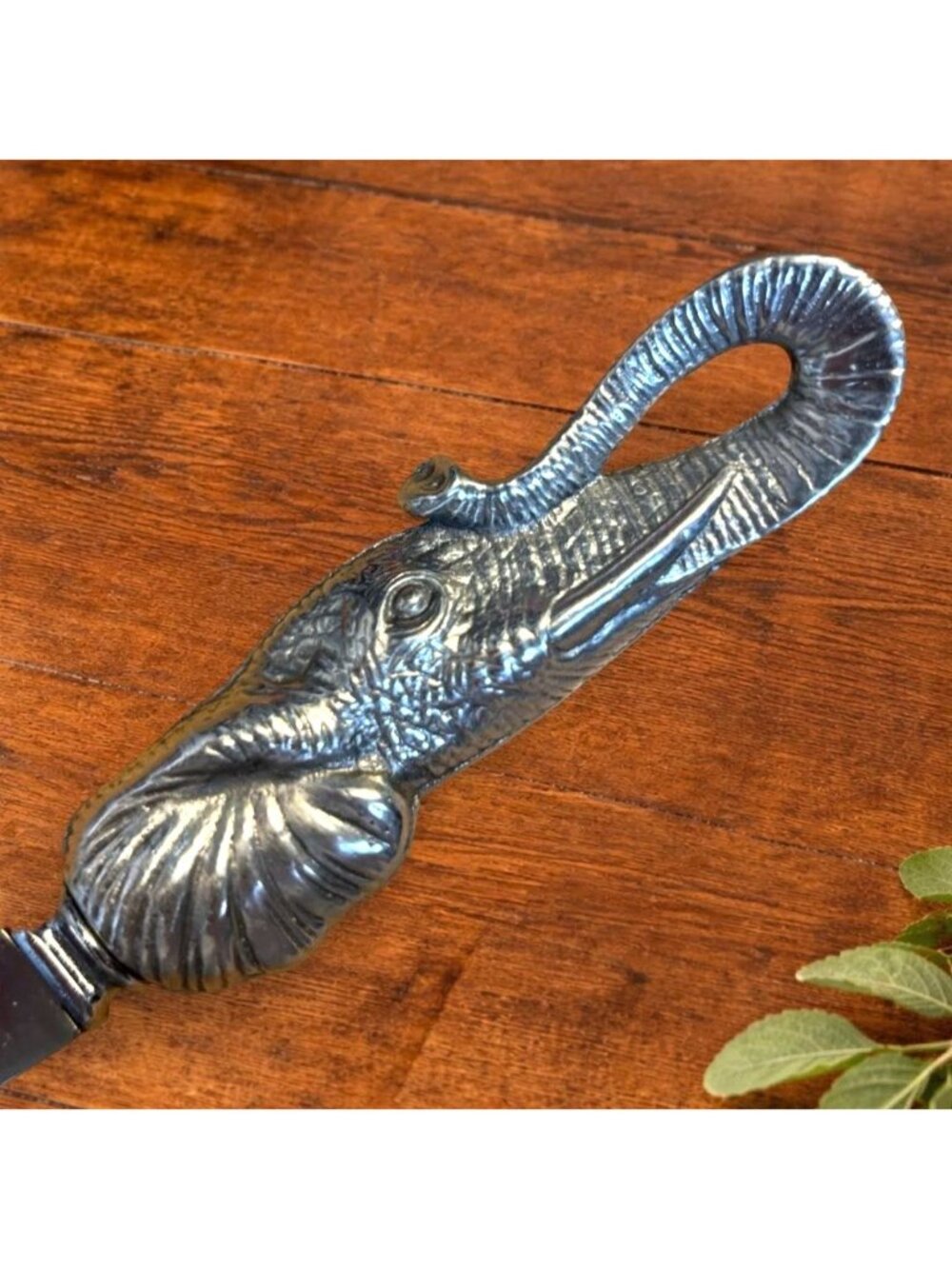 Vintage Elephant Cheese Slicer, Heavy Silver Tone Safari Cheese Plane, Charcuter - Picture 2 of 3